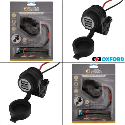 Oxford Weatherproof Dual USB Socket EL102 Motorcycle Scooter USB Charger - Image 1 of 4