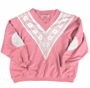 Vintage Womens Sweatshirt  Large Pink 90s  Ski Wear Spiritwear Sport - Picture 1 of 10