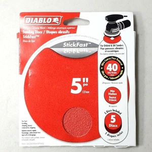 New 5-Pack Of Diablo StickFast 5" 40 Grit Sanding Discs - NIB - Picture 1 of 3