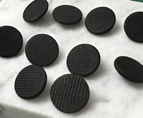 Vintage Tresse De Paris Fabric Black Buttons Lot Of 10 Cover
