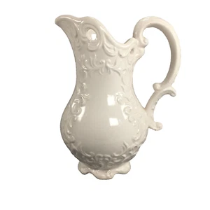Vintage White Provincial Napcoware Embossed Scroll Design Pitcher C 7108 - Picture 1 of 13