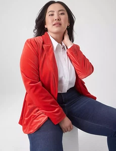Lane Bryant Blazer Gr. 26 rot Samt Übergröße Büro Karriere Stretch Party Event - Bild 1 von 19