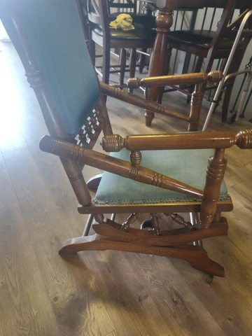 Antique 1800's spool Rocking Chair Victorian Platform Rocker with Coil SPRINGS Cover
