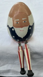 Uncle Sam Decorative Wood Painted Red White Blue Egg Shelf Sitter 9" - Picture 1 of 4