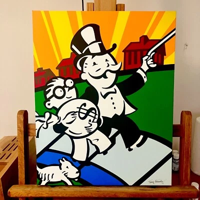 MONOPOLY original modern pop art hand painted acrylic painting on canvas - Image 1 of 4