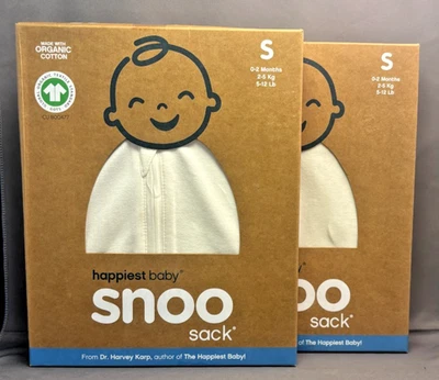 Set of 2 Happiest Baby SNOO Sleep Sack Organic Cotton Swaddle Blanket S 5-12 lbs - Image 1 of 4