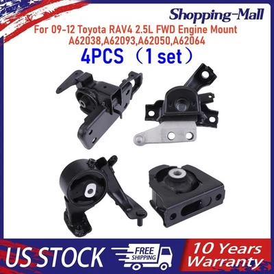 Juego de montaje de motor y amplificador de transmisión de 4 piezas apto para Toyota RAV4 2009-2012 2,5 L TRACCIÓN DELANTERA Foto 1 de 4