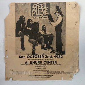 Rare Steel Pulse Live at the East 1982 Concert Poster Brooklyn Uhuru Center - Picture 1 of 16
