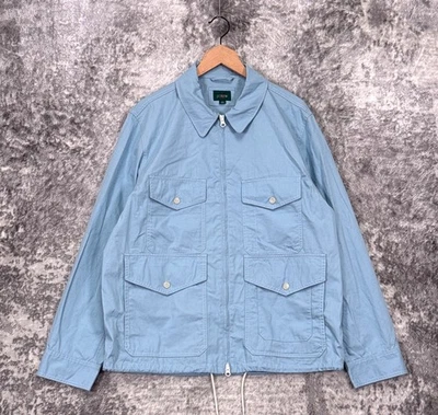 New J Crew Cruiser Jacket Large Mens Light Blue Cotton Poplin Cargo - Image 1 of 4