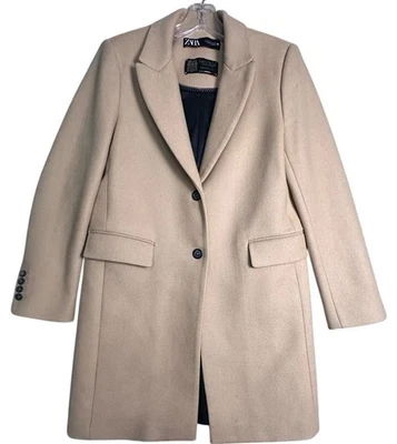 Zara Manteco Camel Tan Coat Wool Blend Longline Blazer Jacket Women Sz M Morocco - Image 1 of 4