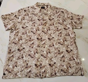 Camisa UNTUCKit Para Hombres 2XL Estampado de Hojas Abotonada 100% Lino Aidani Tostado - Imagen 1 de 8