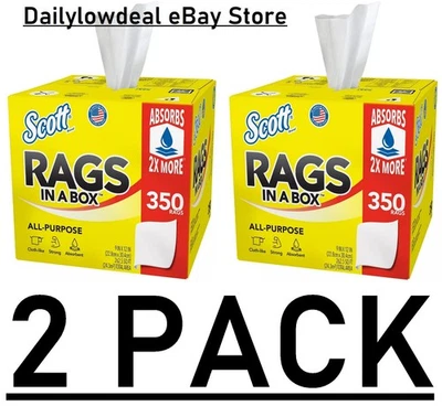2 PACOTES Scott Rags In A Box, Branco, All Purpose 350 Folhas/Caixa (Total 700) N1 - Imagem 1 de 4