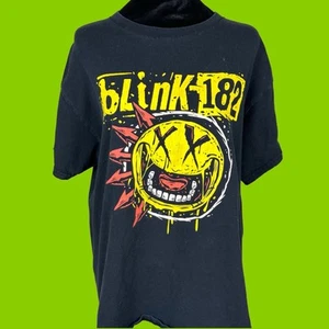 blink 182 Spiked Smiley Face Black Band T Shirt Unisex Size Medium - Picture 1 of 5