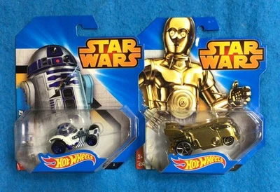 Lot of 2 NEW 2015 Hot Wheels STAR WARS Character Cars R2D2 and C-3PO - Image 1 of 4