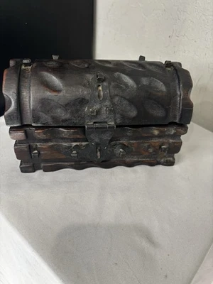 🔥Vintage Spain Wooden Handcarved,  Metal Latches, Trinket Box Nice Condition - Image 1 of 4