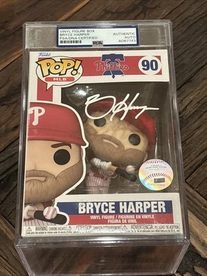 BRYCE HARPER PHILLIES SIGNED FUNKO POP! #90 PSA/DNA ENCASED AUTHENTIC - Image 1 of 4