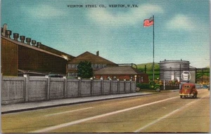 Postal de WEIRTON, Virginia Occidental "WEIRTON STEEL CO." Lino de fábrica/calle vista - Imagen 1 de 2