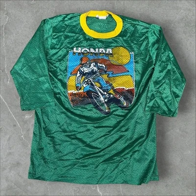 Camisa Honda de Colección Niños Grande Verde Años 70 Rara Jersey Como Etiqueta de Acción MX Racing Foto 1 de 4