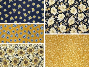 Crafts Fabric 100% Cotton Arles Sunflowers 112cm Wide Digital Fabric - Picture 1 of 11