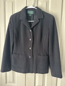LRL Ralph Lauren Wool Angora Blend Black Button Jacket Blazer SIZE 8 - Picture 1 of 12