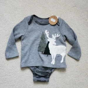 NWT Mud Pie Boys' Camo Deer Long Sleeve Bodysuit sz3-6m - Picture 1 of 11