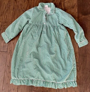 Christmas Nightgown Girls Size 8 Green Gingham Seersucker - Picture 1 of 7