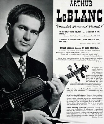 ARTHUR LeBLANC Violinist 1940s Booking Ad Concert Orchestra Performers - Image 1 of 2