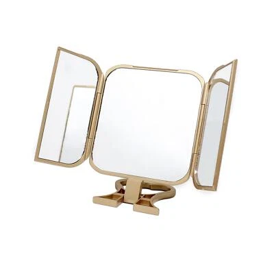 DANIELLE CREATIONS Makeup Mirror Travel Folding Vanity Portable Tabletop Handheld Bronze True Image