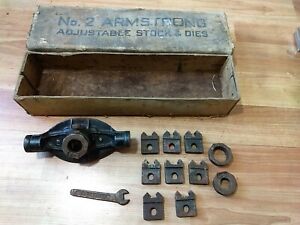  VINTAGE NO.2 Armstrong Adjustable Stock and Dies with Dies