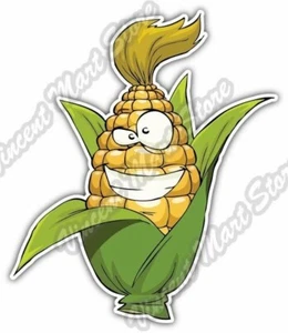 Maize Corn Corncob Smiling Cartoon Funny Car Bumper Vinyl Sticker Decal 4"X5" - Imagen 1 de 1