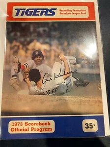Programa oficial de béisbol 1973 de los Tigres de Detroit firmado por el miembro del Salón de la Fama Al Kaline - Imagen 1 de 1