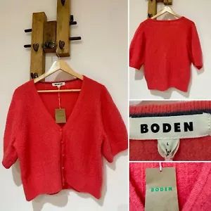 NWT Boden Coral Wool Blend Short Sleeved Pointelle Cardigan Shrug Bolero Size L - Picture 1 of 7