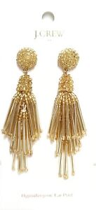 J.Crew Factory Beaded Tassel Earrings in Gold Gold Plated Brass New with Tags