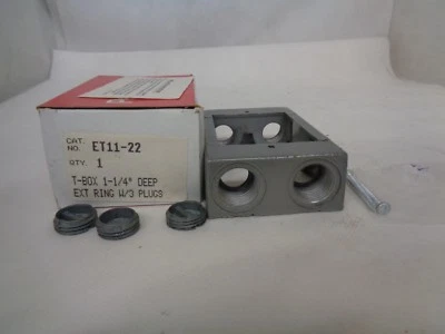 NUEVA CAJA DE EXTENSIÓN THOMAS&BETTS PERFECT LINE ET11-22 1 1/4" CON 3 ENCHUFES GRIS Foto 1 de 3