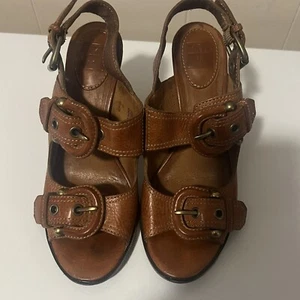 Frye Amy slingback leather heeled sandals Size 7.5 - Picture 1 of 10