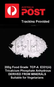 Food Grade Pure Tricalcium phosphate anhydrous (TCP-A) - E 341(iii) - 200g - Picture 1 of 1