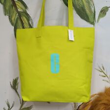 Clinique Reversable Neon Green Book Shopping Work or Beach Tote &cosmetic Bag