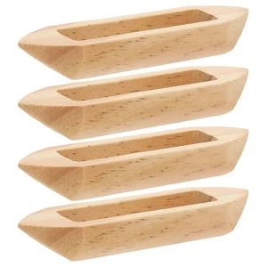 4 Pcs Canoe Model Wood Boat Miniature Office Craft Adornment Home Decor - Picture 1 of 12