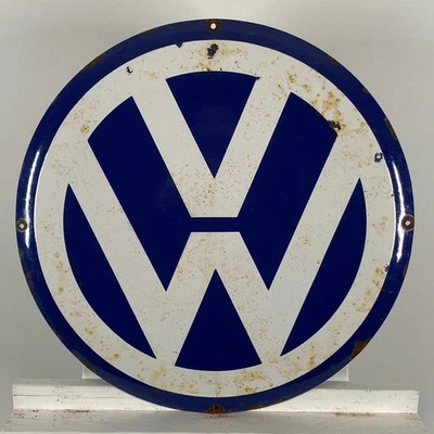 Volkswagen Enamel Sign - Ø 50cm (19.7") - Vintage Garage Dealership Unique Decor - Image 1 of 4