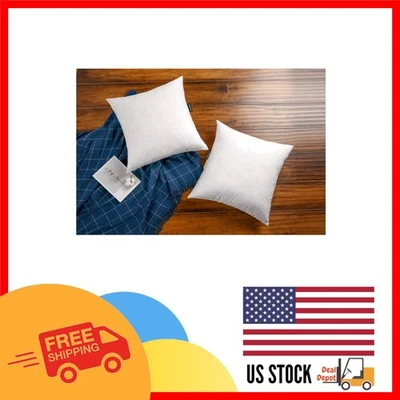 Set of 2  Goose Down Pillow Inserts, 22x22 Cotton Case - White Elegance - Image 1 of 4