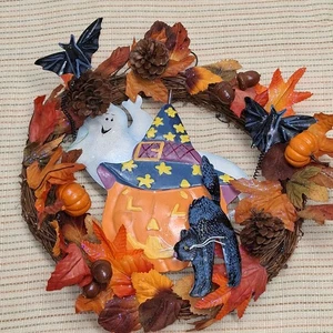 Vintage 2001 Avon Festlicher Herbstkranz Halloween Jack O'Lantern Geist - Bild 1 von 6