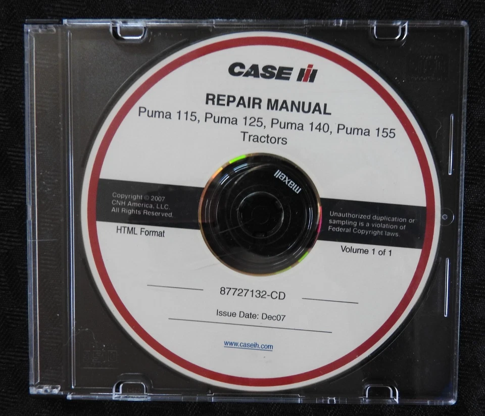 2008-11 Case IH Puma 115 125 140 155 Tractor Service Repair Manual Set on CD/DVD - Image 1 of 3