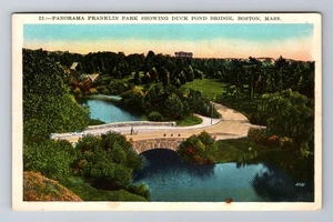 Boston, MA-Massachusetts, Franklin Park Bridge Duck Pond um 1929, Vintage Postkarte - Bild 1 von 2
