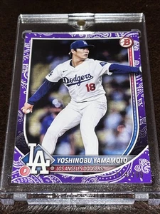 Yoshinobu Yamamoto 2025 Bowman /199 Purple Pattern LA  Dodgers Topps - Picture 1 of 7