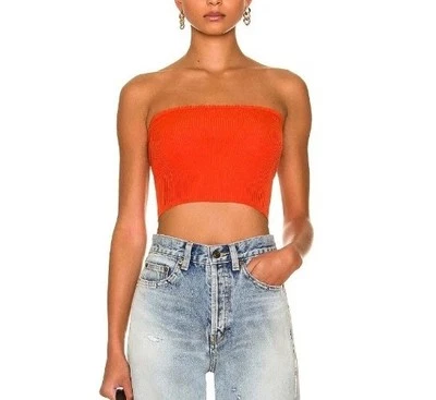 Saint Laurent Strapless Knit Crop Top Orange Size S Women - Image 1 of 4