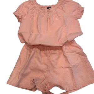 Polo Ralph Lauren Girls' Peachy /pink & White Gingham Cotton Romper Sz 10 NWOT - Picture 1 of 10