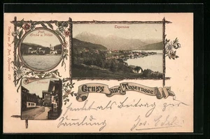 Passepartout-AK Tegernsee, Teilansicht, Protestantische Kirche und Villen, Stra - Picture 1 of 2