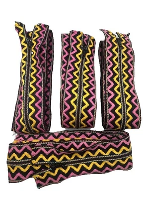 VTG Lot Of 4 70's Bright Embroidered "Quik Braid Zipper" Hippie-Retro - Boho - Image 1 of 4