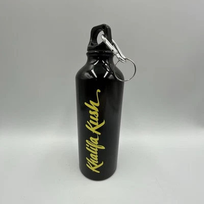 Khalifa Kush Stainless Steel Water Bottle W/ Clip Black Yellow 16oz. - Image 1 of 4