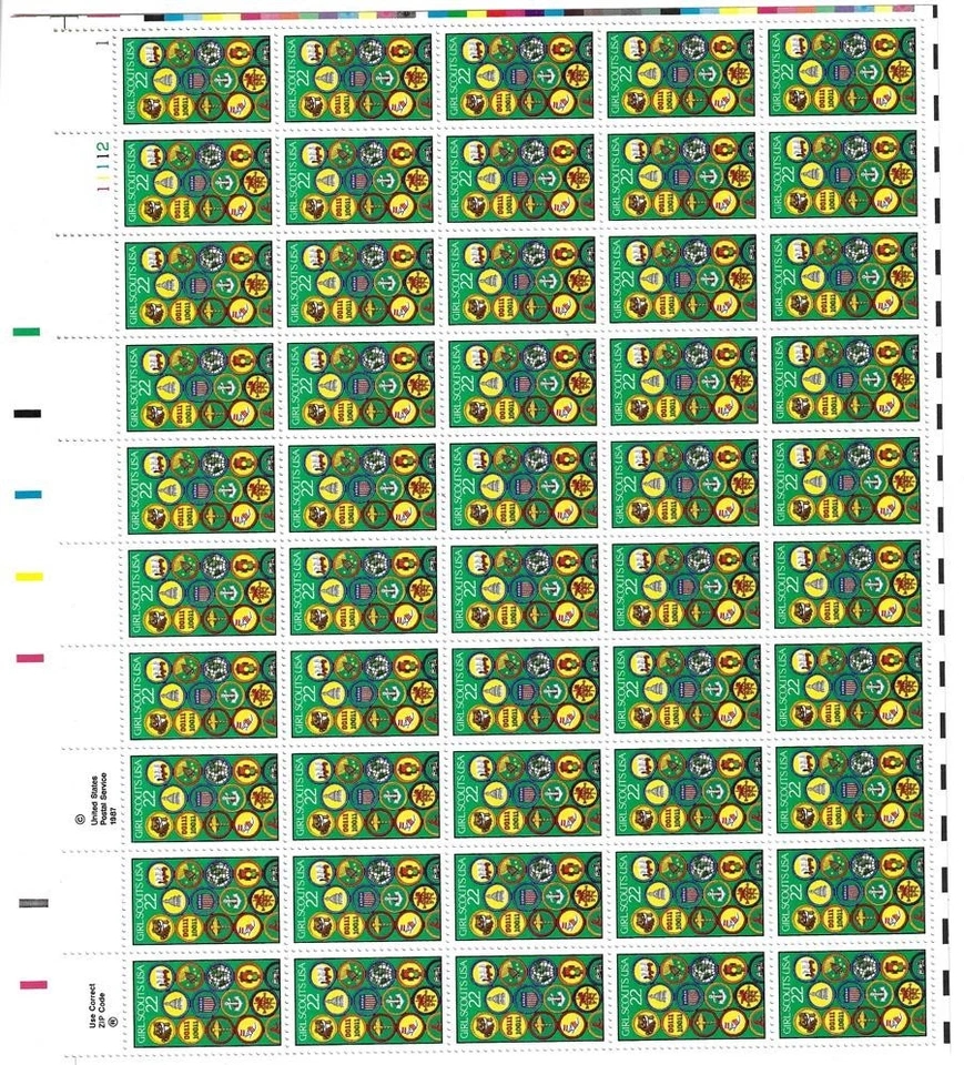 US SCOTT 2251 PANE OF 50 GIRL SCOUT STAMPS 22 CENT FACE  MNH - Image 1 of 1